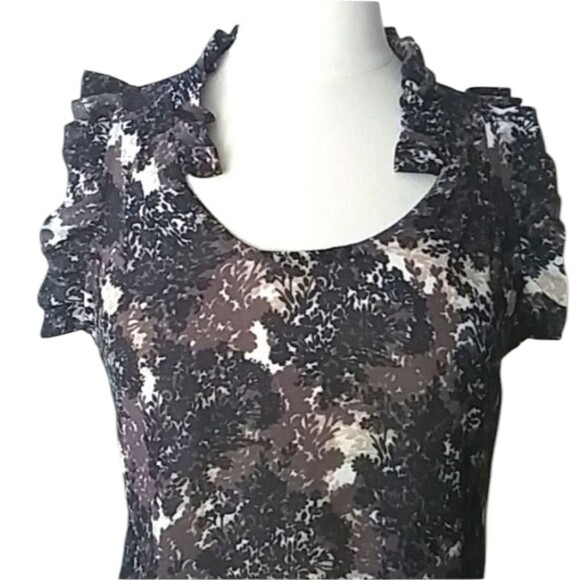 Converse Blouse Sheer Camouflage Floral Tree Shadows All Over Print Y2K S - Picture 2 of 12